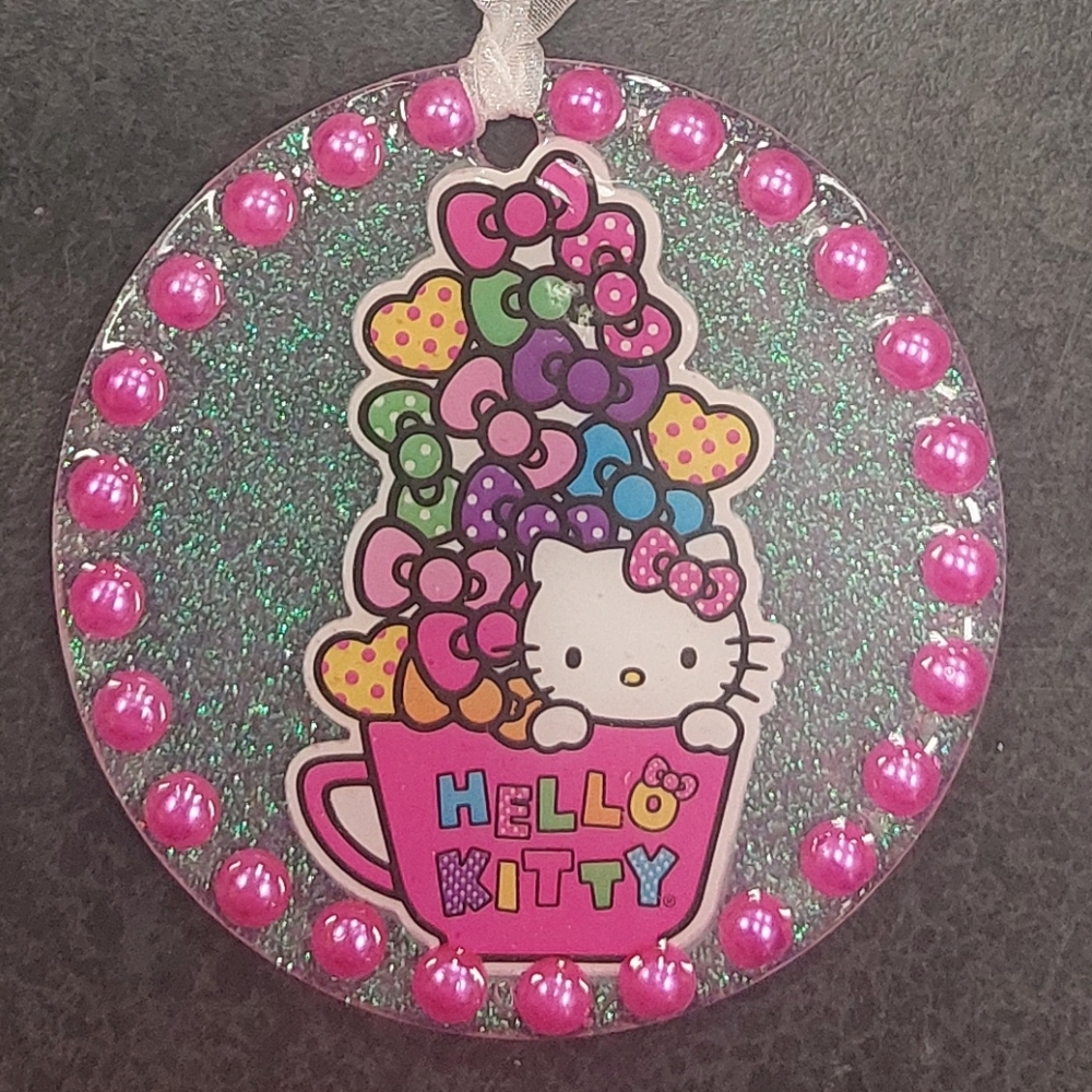 HANDMADE Hello Kitty Rearview Mirror Charm/Ornament